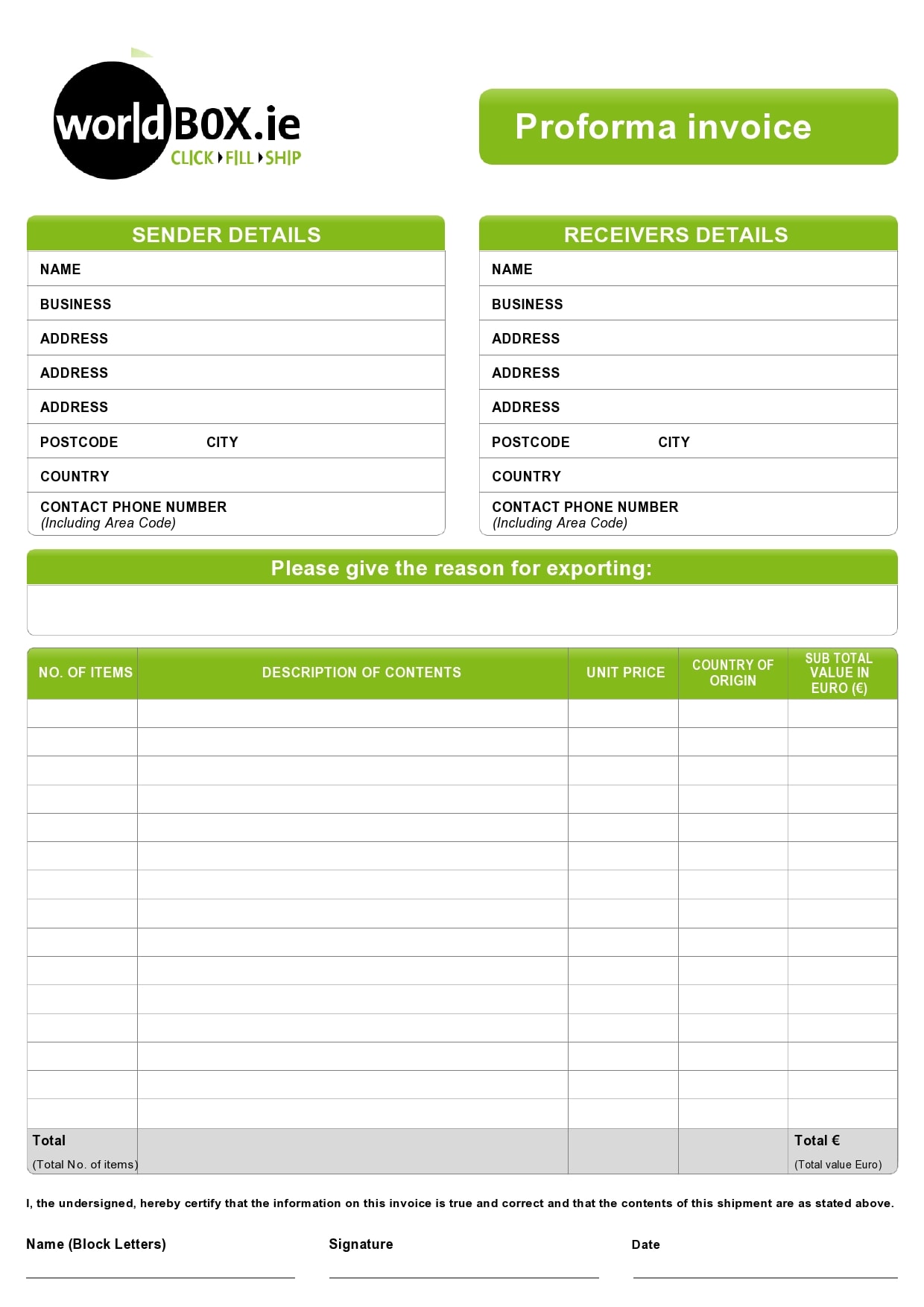 Free Proforma Invoice Templates Excel Word PDF TemplateArchive