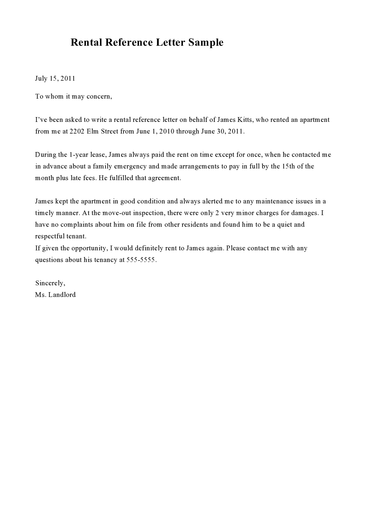 Character Reference Letter Template For Tenancy Onvacationswall
