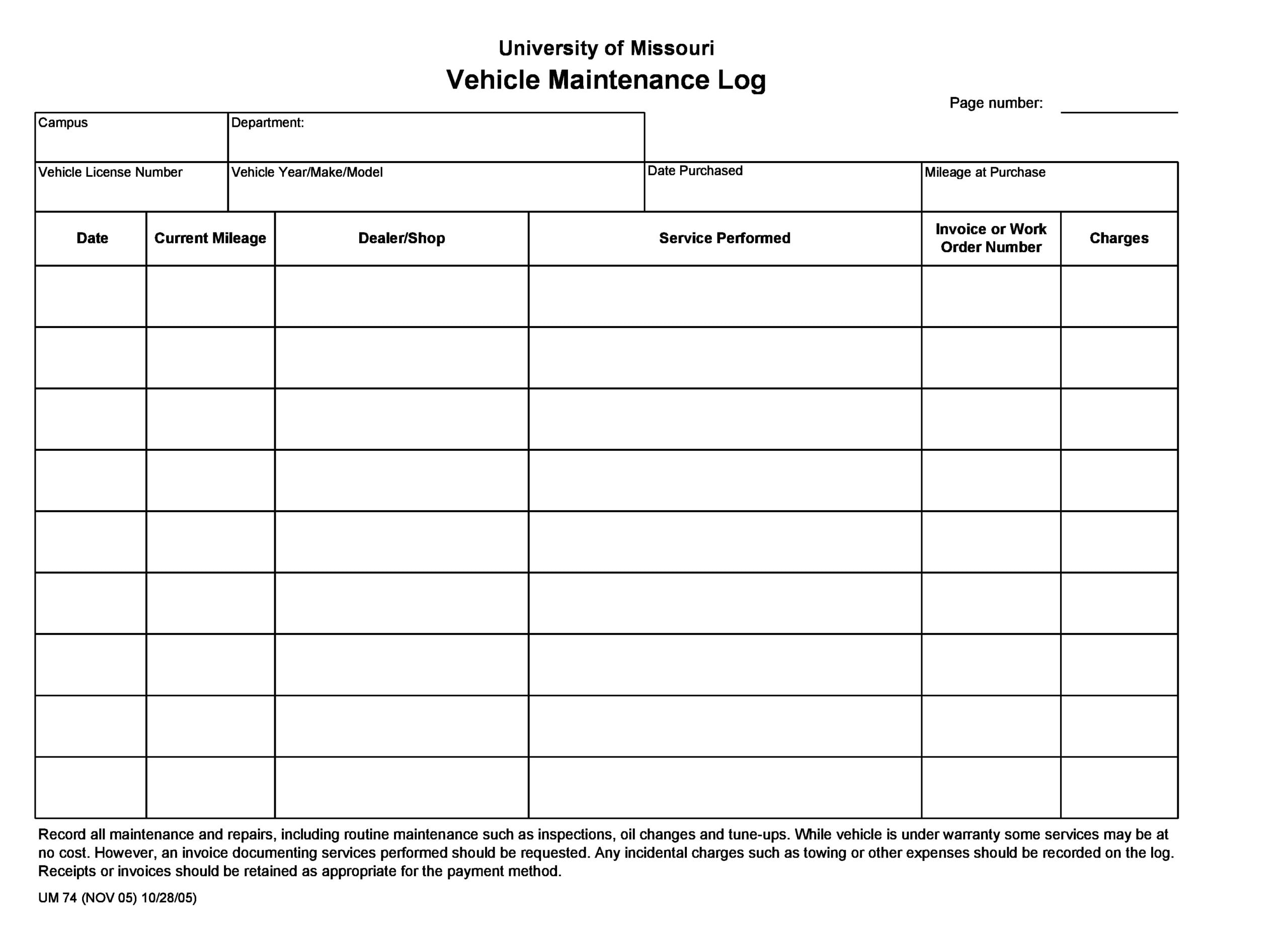 Vehicle Maintenance Schedule Template Excel Effect Template
