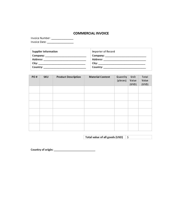 44 Blank Commercial Invoice Templates Pdf Word Templatearchive