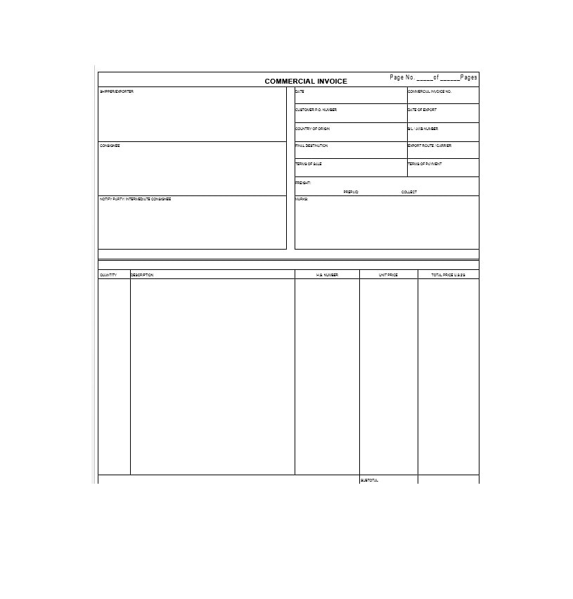 44 Blank Commercial Invoice Templates PDF Word TemplateArchive