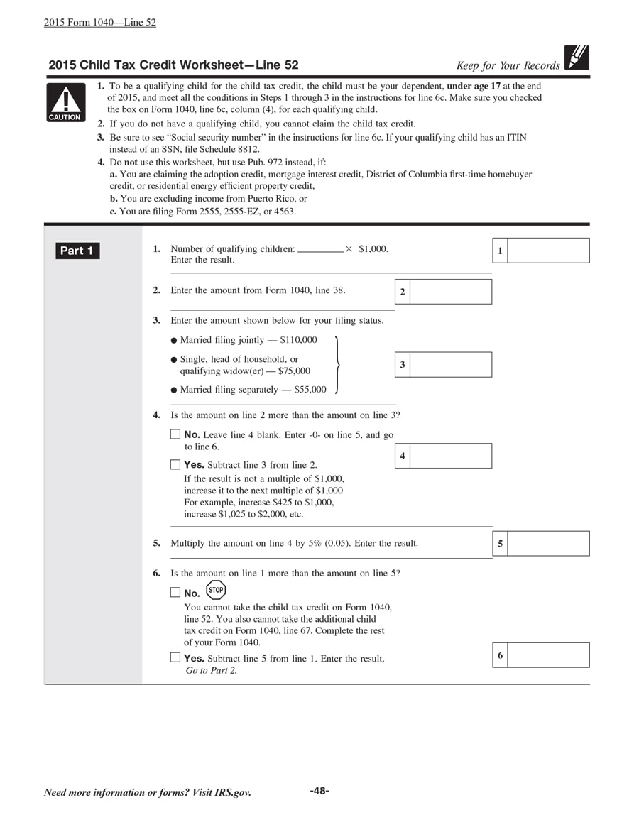 23 Latest Child Tax Credit Worksheets Calculators Froms 