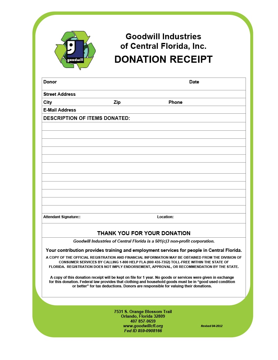 40 Donation Receipt Templates & Letters [Goodwill, Non Profit]