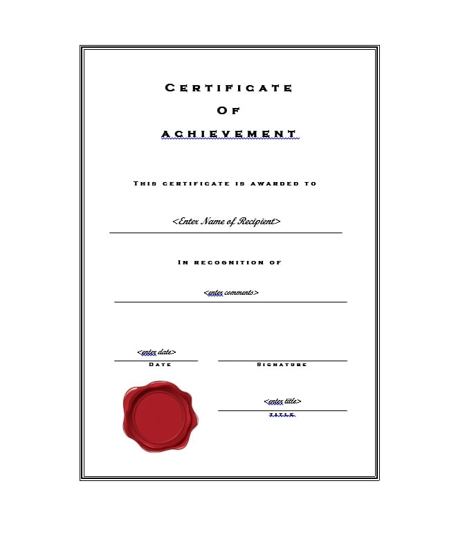 40 Great Certificate of Achievement Templates (FREE) TemplateArchive