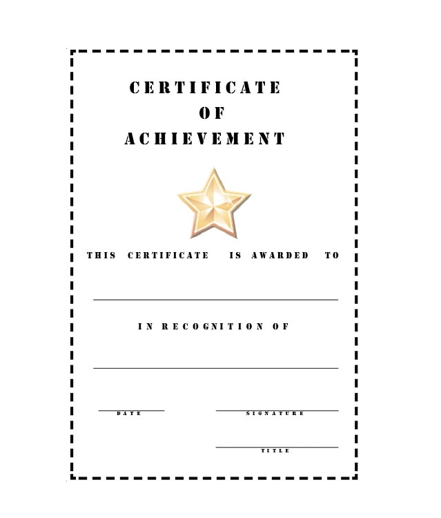 certificate of achievement template free download word