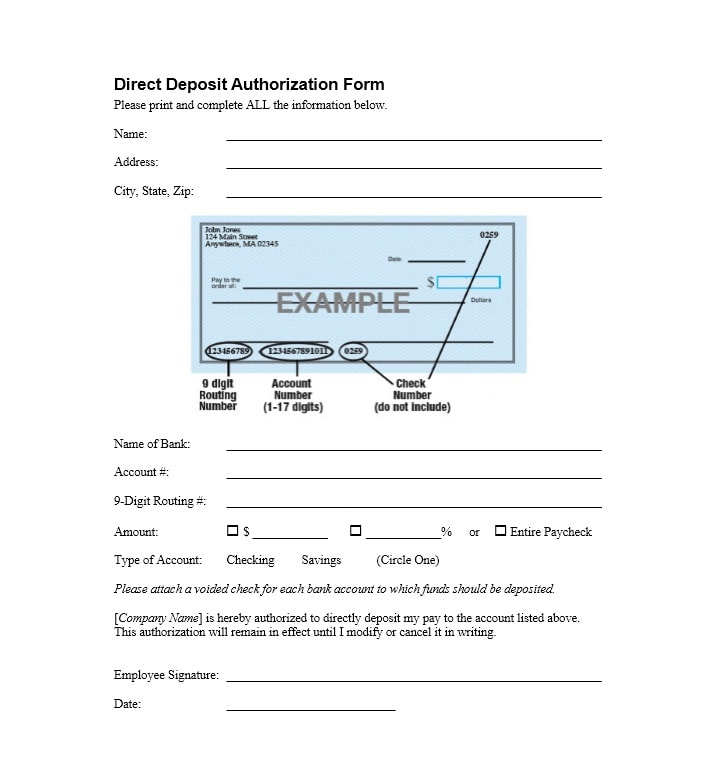5 Direct Deposit Form Templates Excel Xlts 5 Direct Deposit Form 