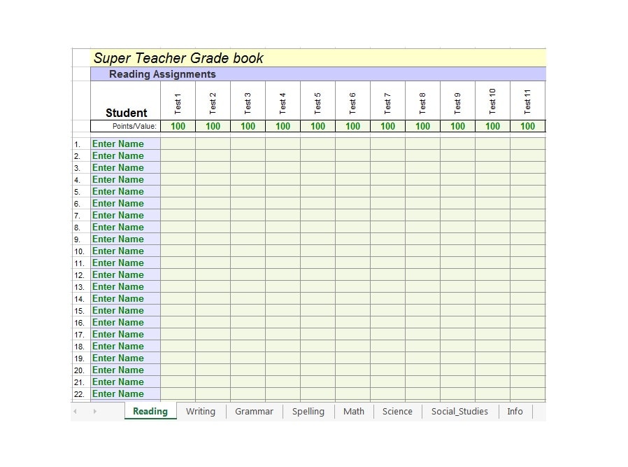 30 Free Gradebook Templates - Template Archive