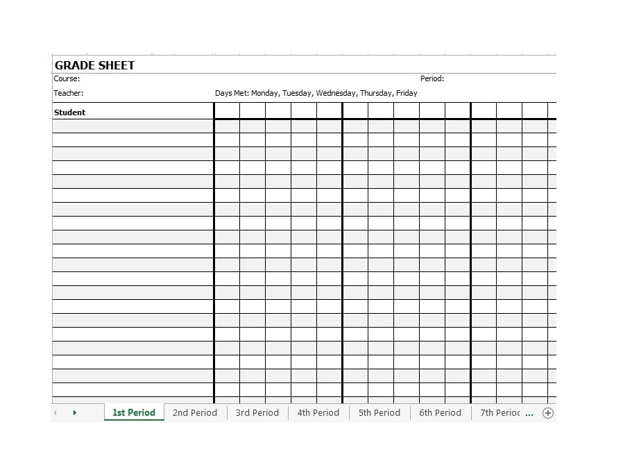 Printable Online Gradebook Templates