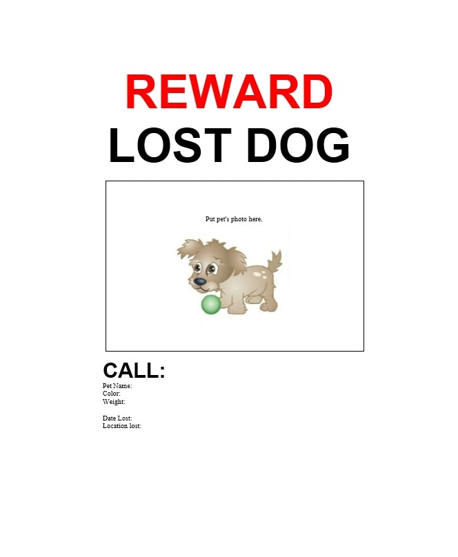 missing dog flyer template