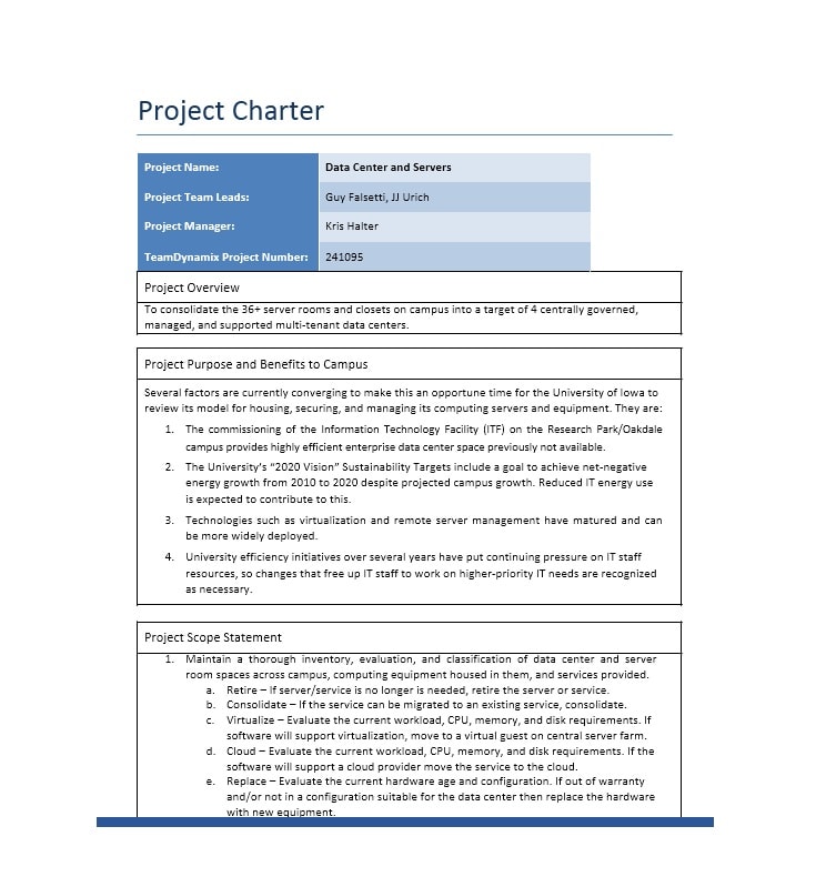 Project Overview Sample Master of Template Document