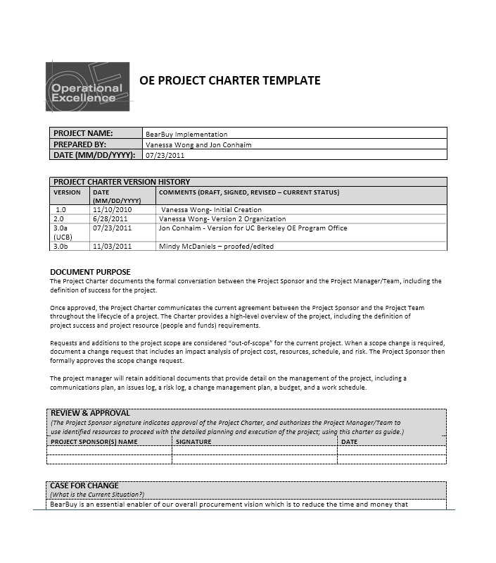 40 Project Charter Templates Samples Excel Word Templatearchive