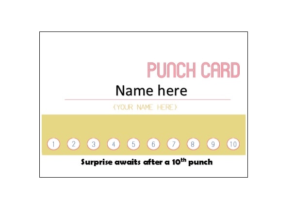 printable punch card template microsoft word