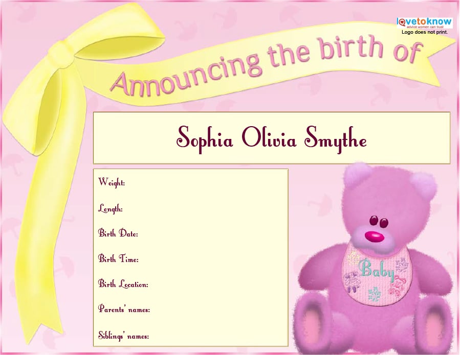 Baby Announcement Template Word from templatearchive.com
