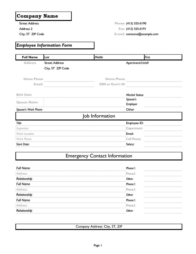 47-printable-employee-information-forms-personnel-information-sheets