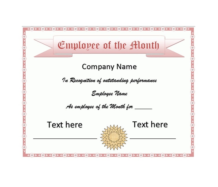 30+ Printable Employee of the Month Certificates - TemplateArchive