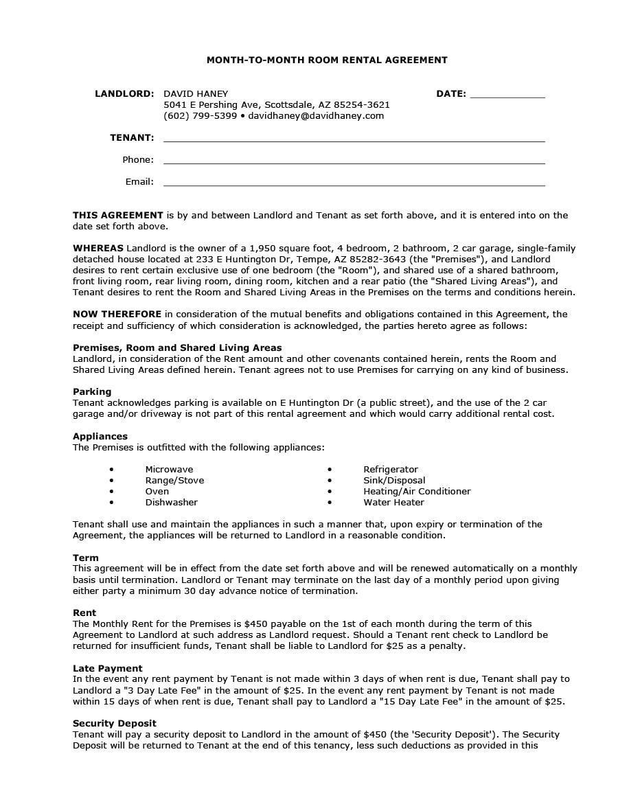 39 Simple Room Rental Agreement Templates Templatearchive