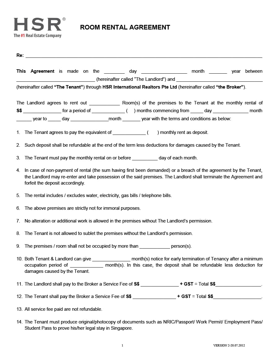 23 Simple Room Rental Agreement Templates - TemplateArchive With Regard To free basic lodger agreement template
