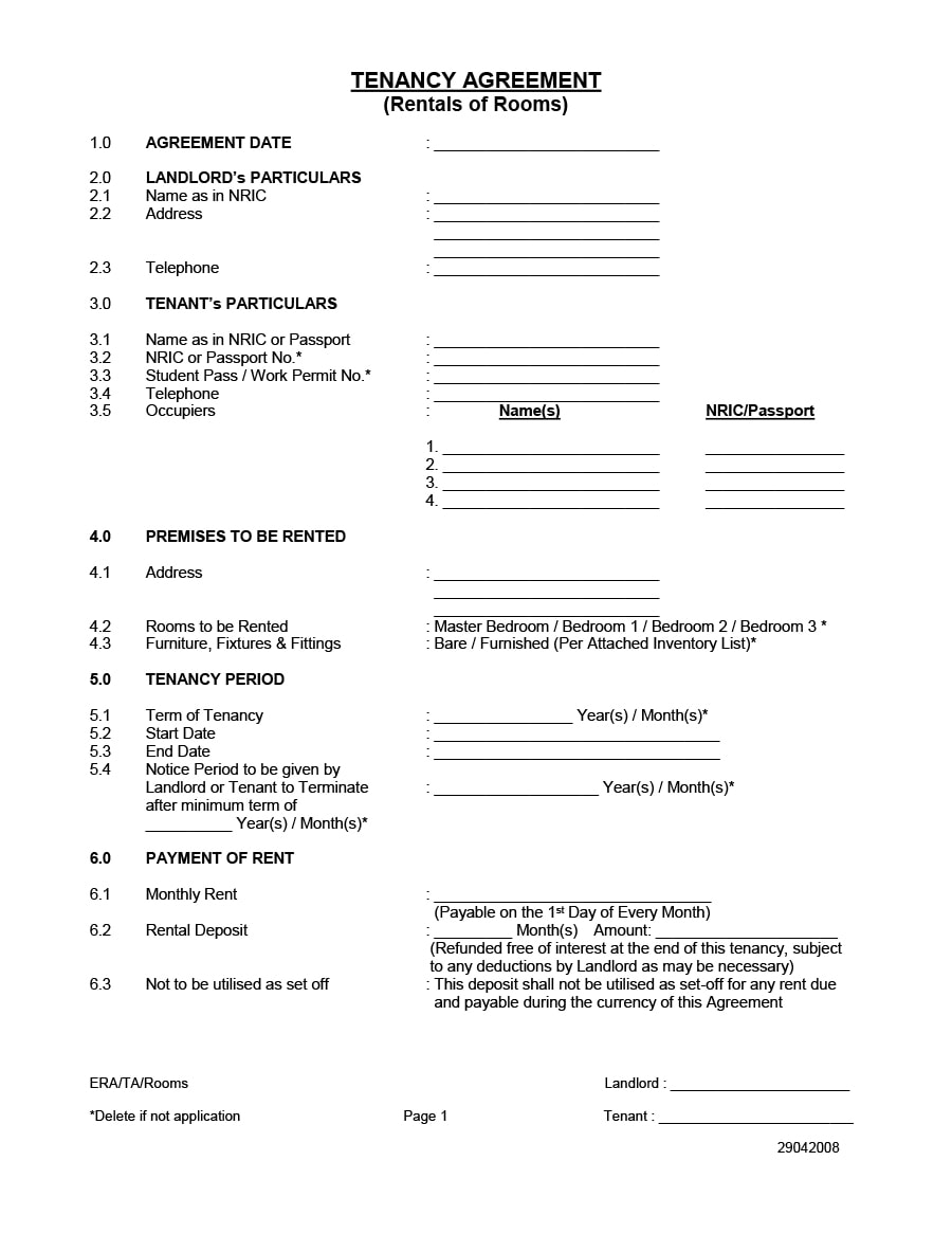Room Rental Agreement Template from templatearchive.com