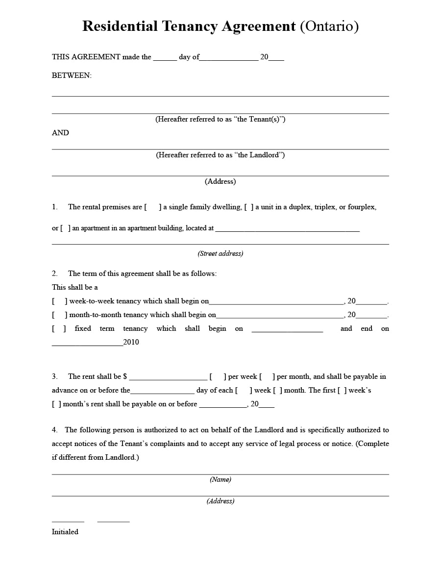 Printable Room Lease Agreement