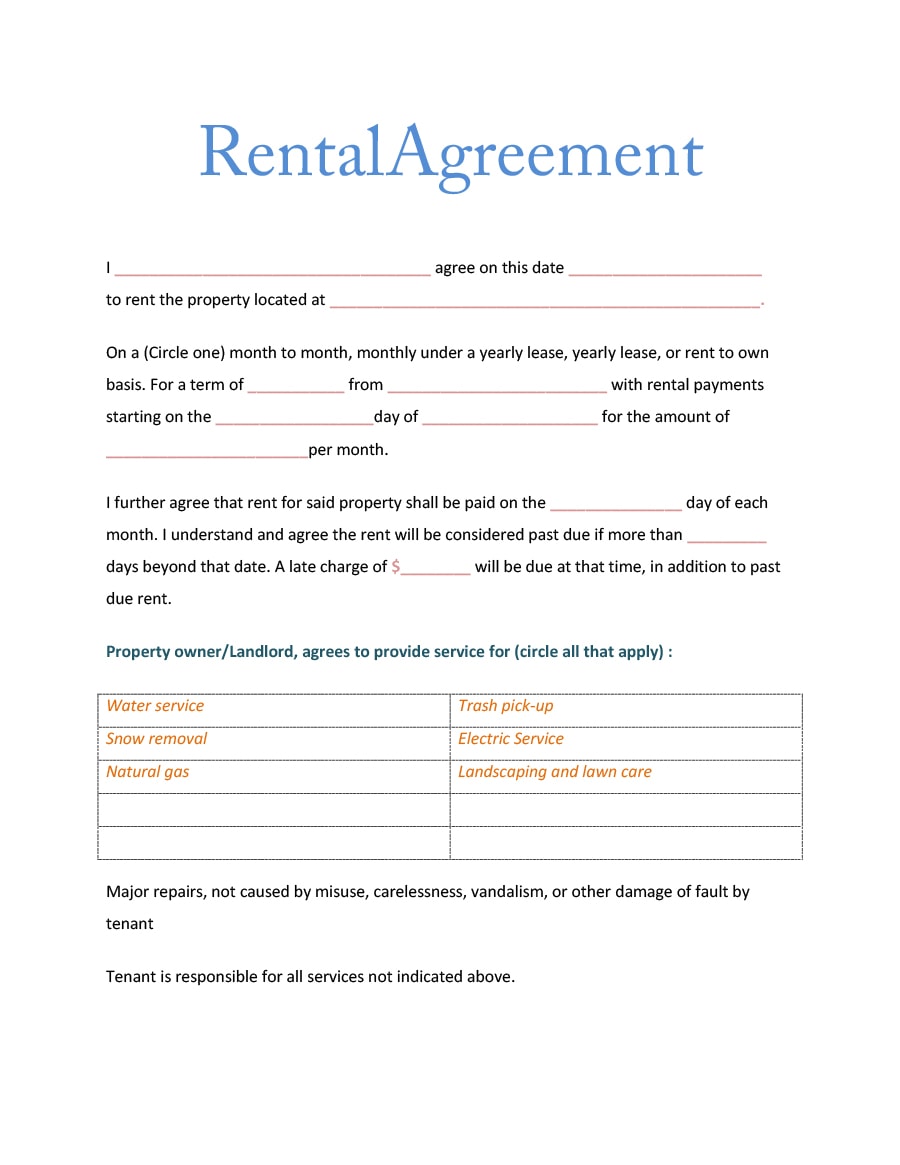 Yearly Rental Agreement Template