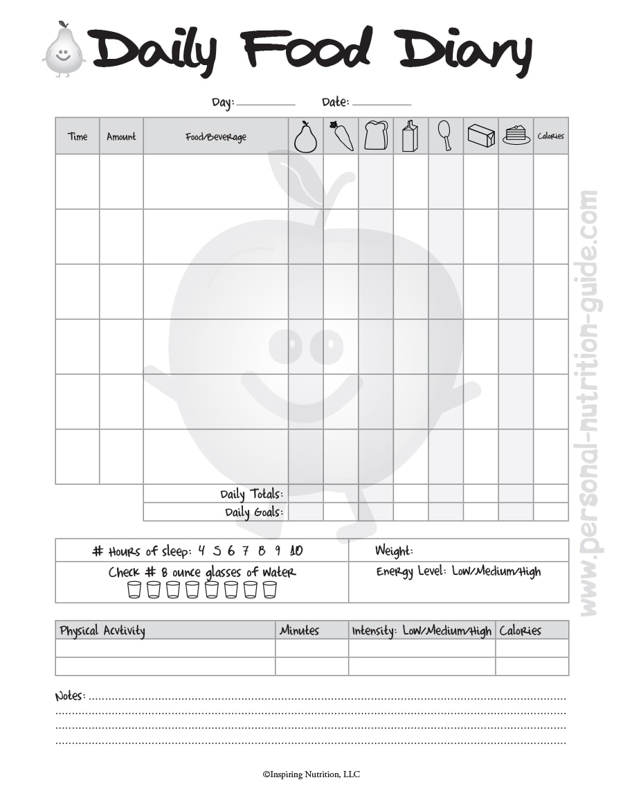 Daily Food Log Chart