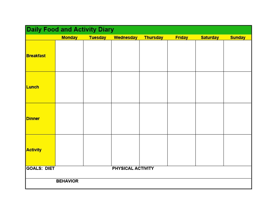 Daily Meal Log Template
