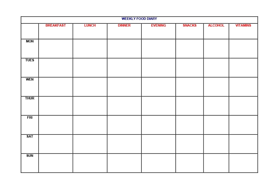 Meal Tracker Template from templatearchive.com
