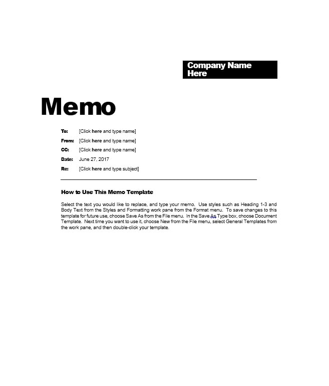 general memo template ms word