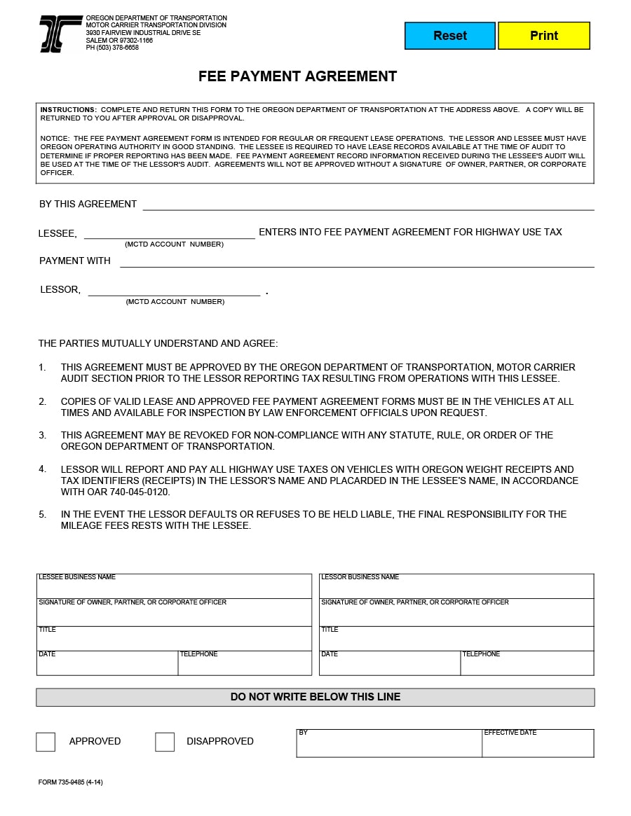 Payment Agreement Template Auto
