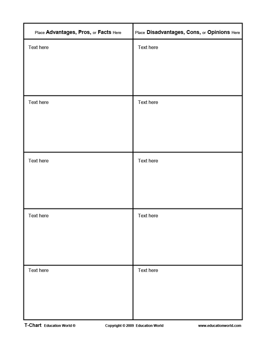 20 Printable T-Chart Templates & Examples - TemplateArchive Inside T Chart Template For Word