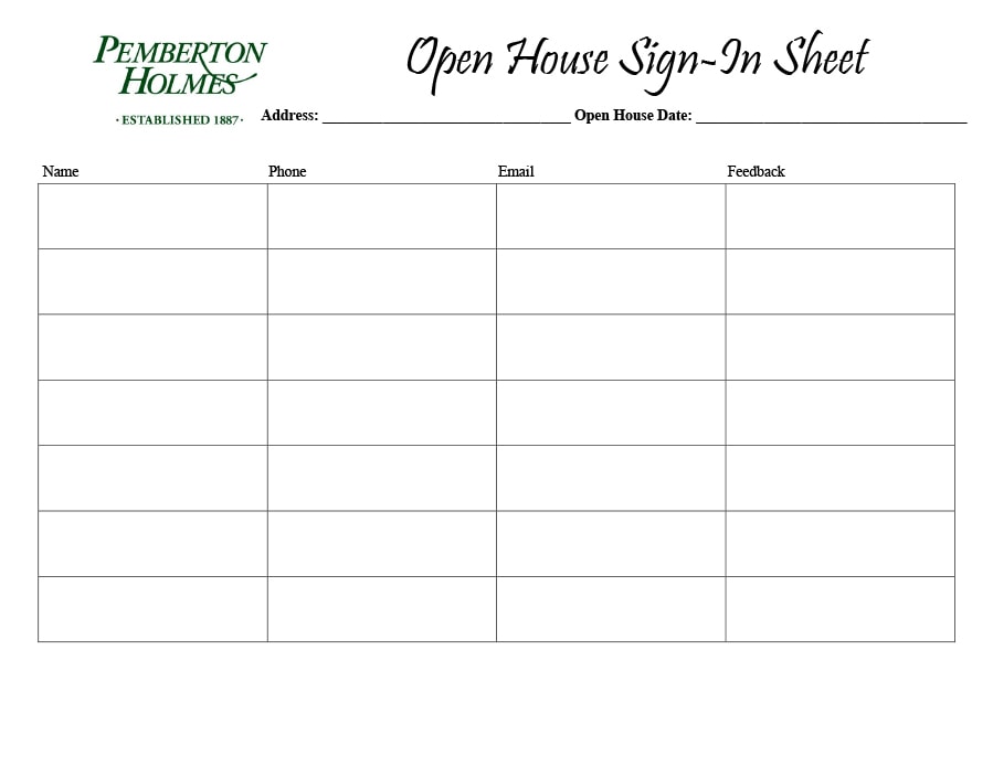 30 open house sign in sheet pdf word excel for real