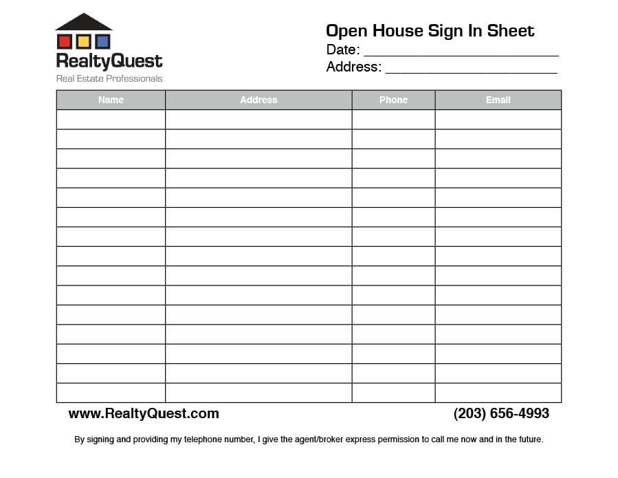 30 Open House Sign in Sheet [PDF, Word, Excel] for Real Estate Agent