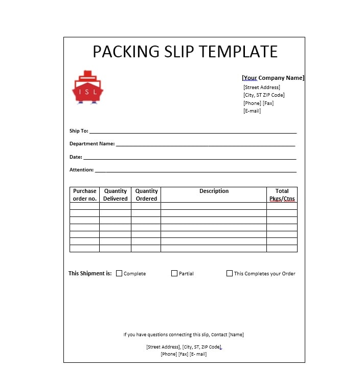 Free Packing Slip Template Word Printable Templates