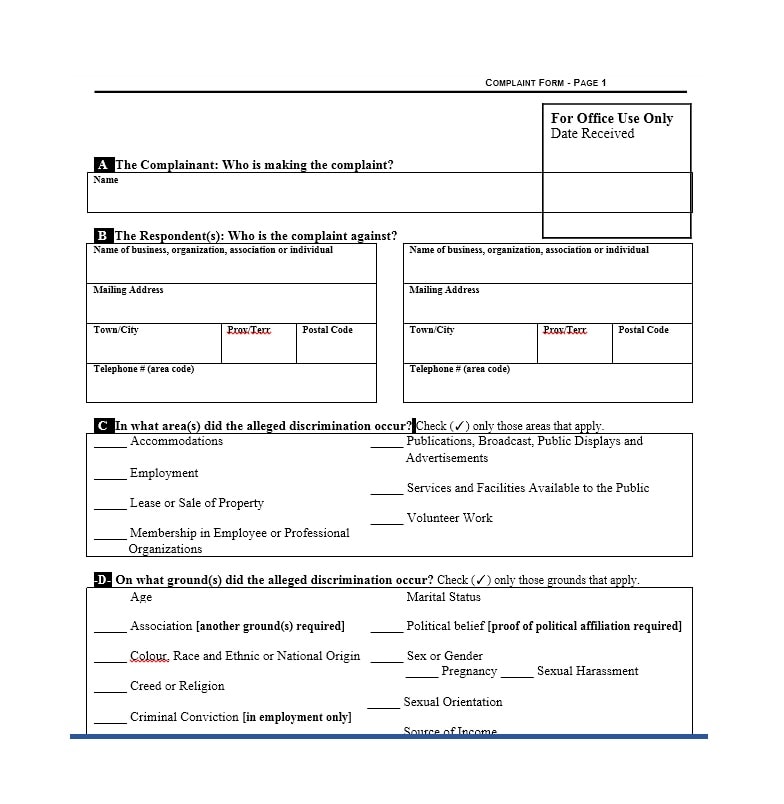 49 Employee Complaint Form And Letter Templates Templatearchive