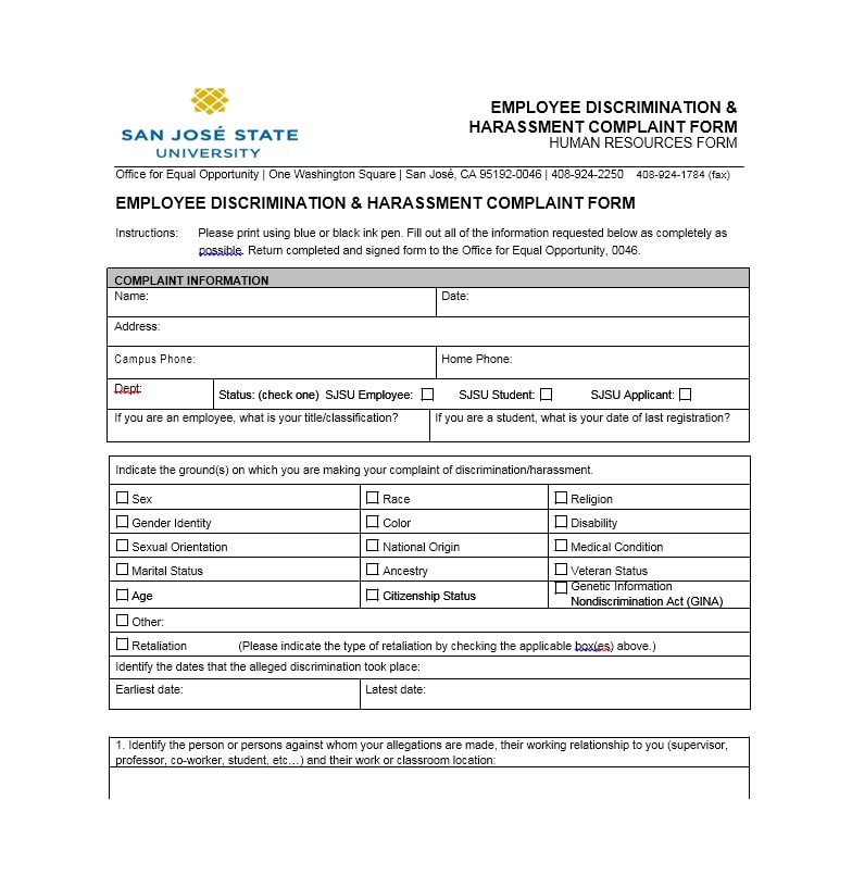 49 Employee Plaint Form & Letter Templates Template