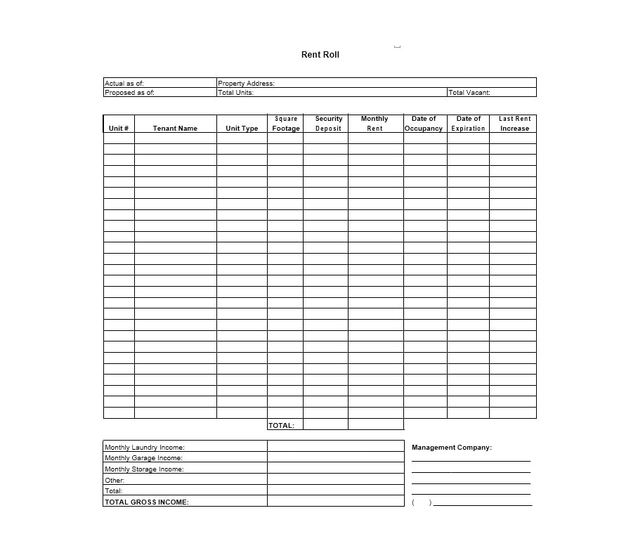 47 Rent Roll Templates Forms Templatearchive