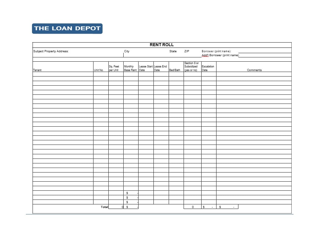 Rent Roll Spreadsheet Example