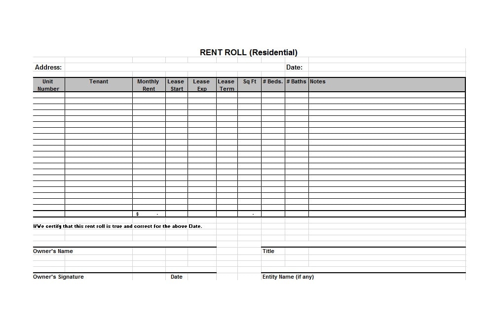 47 Rent Roll Templates Forms Templatearchive