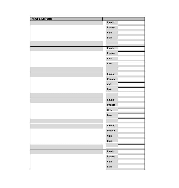 Editable Printable Address Book Template Printable Templates
