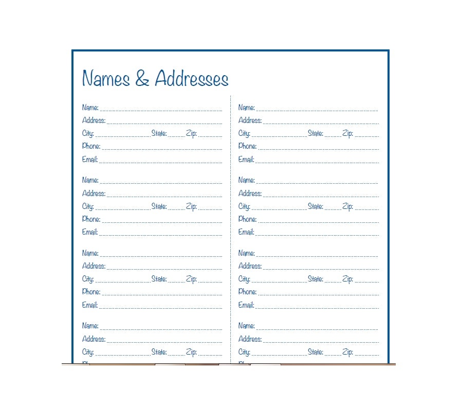 Editable Printable Address Book Template Printable Templates