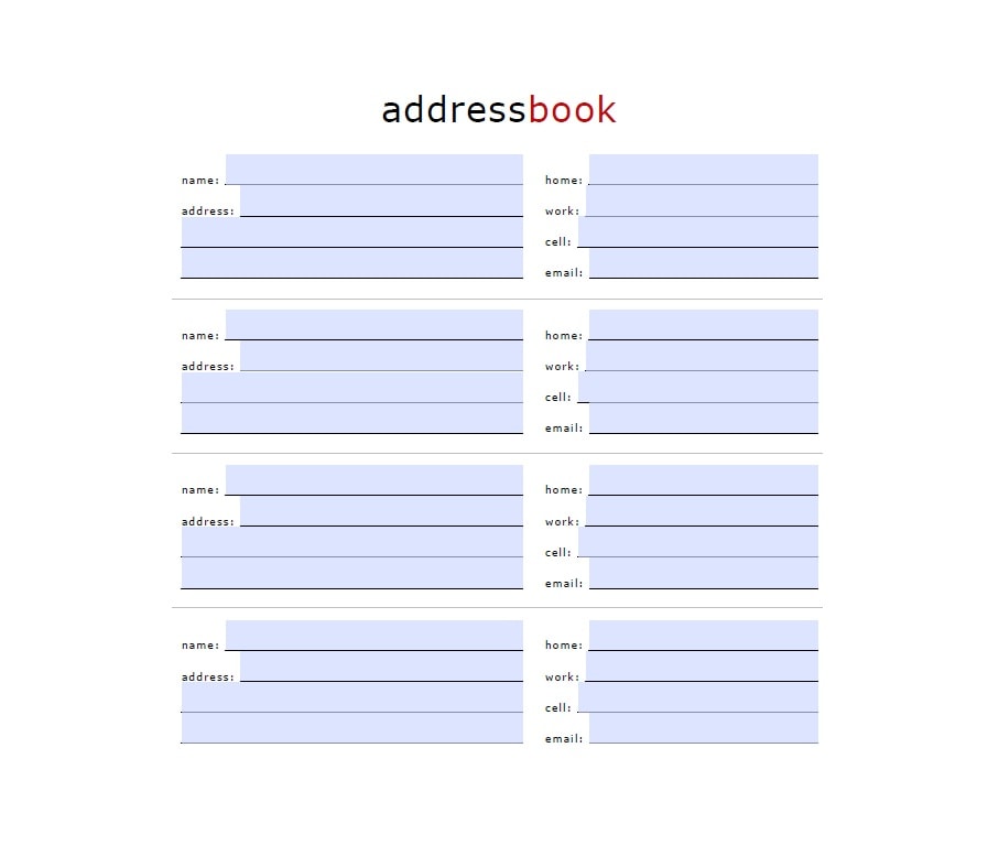 40 Printable Editable Address Book Templates 101 Free