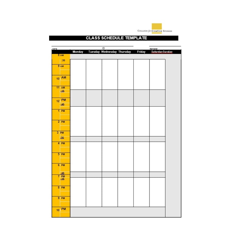 College Study Schedule Template from templatearchive.com