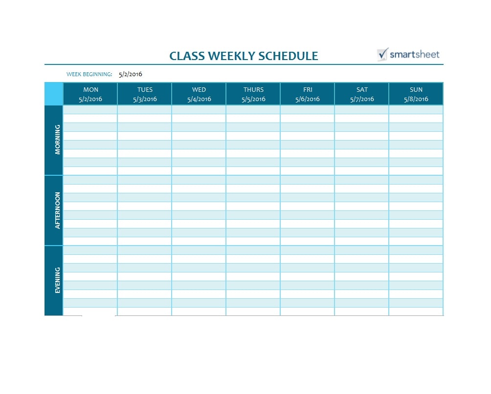36 College Class Schedule Templates [Weekly Daily Monthly]