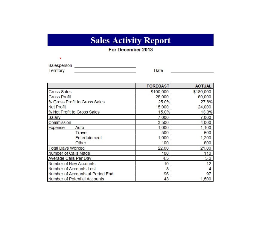 Sales Rep Visit Report Template