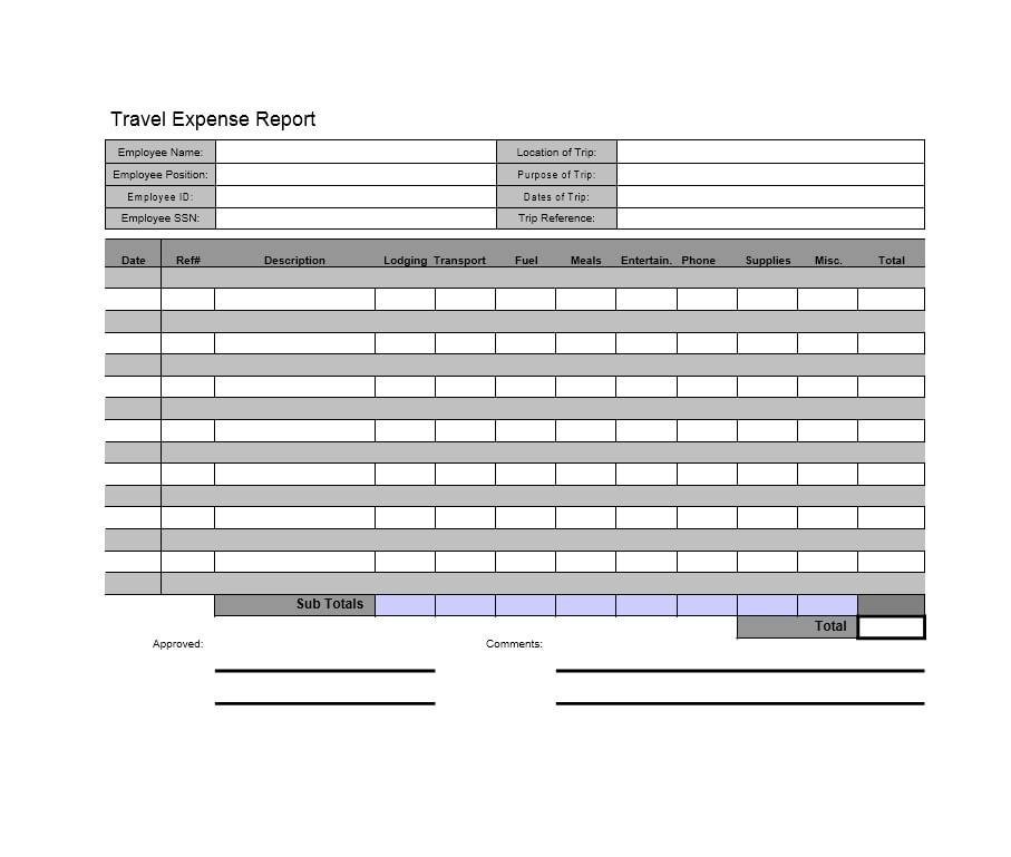 Travel Expense Form Template