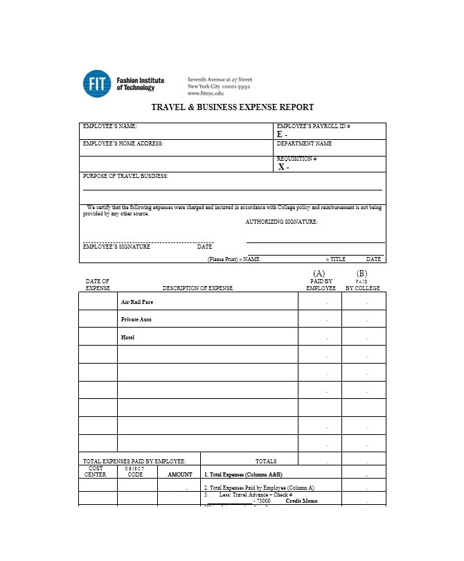 46 Travel Expense Report Forms & Templates - TemplateArchive