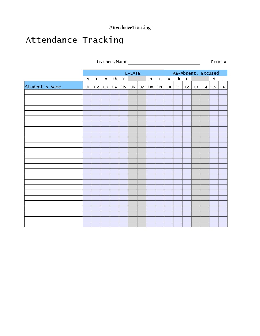 Teacher Tracking Chart
