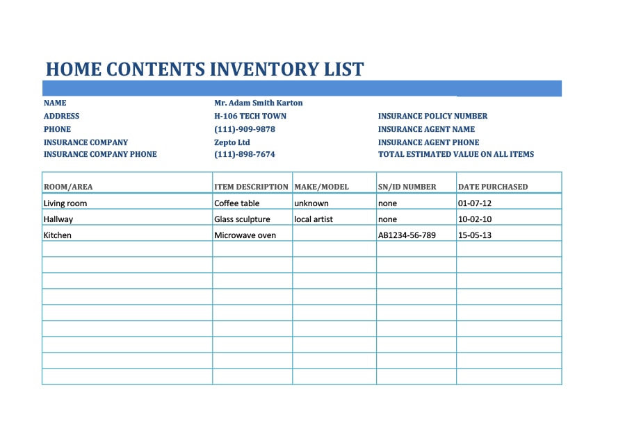 45 Printable Inventory List Templates Home Office Moving