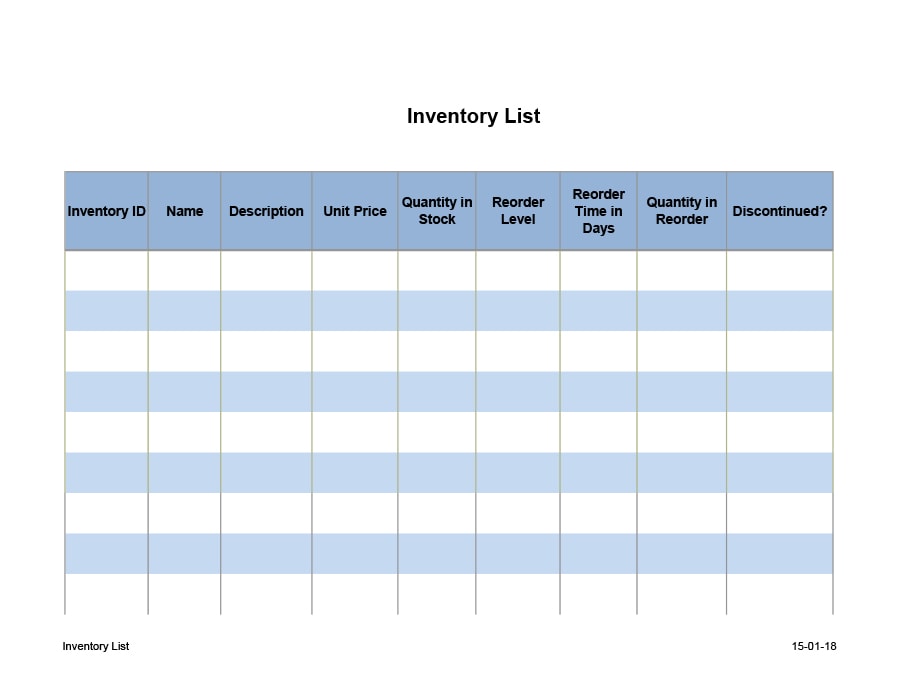 Inventory Chart Template from templatearchive.com