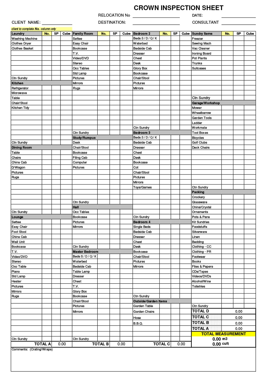 45 Printable Inventory List Templates Home Office Moving